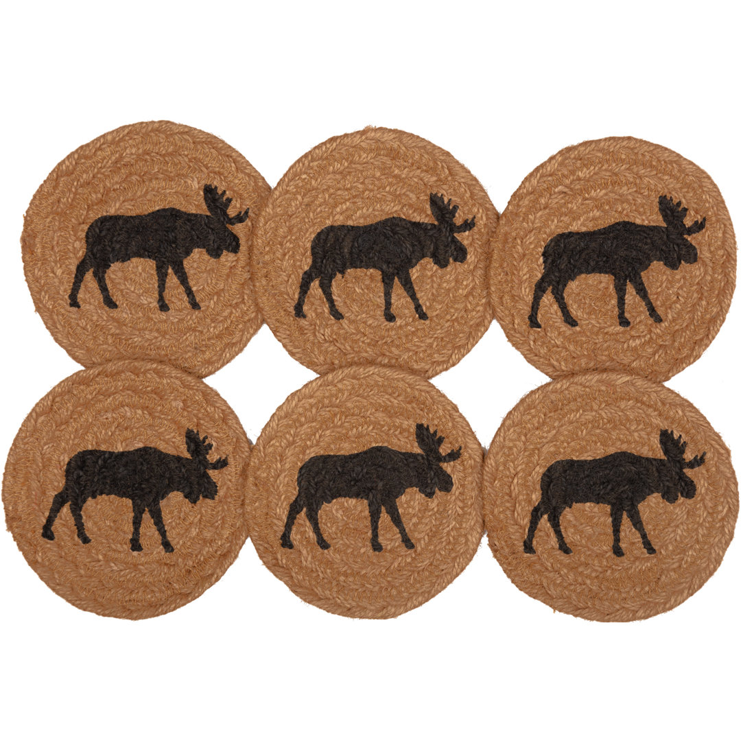 Dorval Jute Round 6 Piece Coaster Set (Set of 6) Loon Peak®