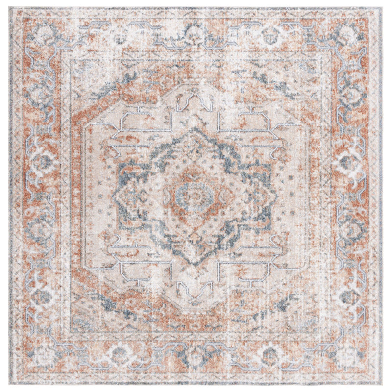 Ortraud Performance Machine Washable Oriental Rug, Square 6'7"