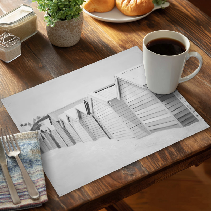 Coastal Bedroom White Polyester Placemat - Beach Cabins Decor