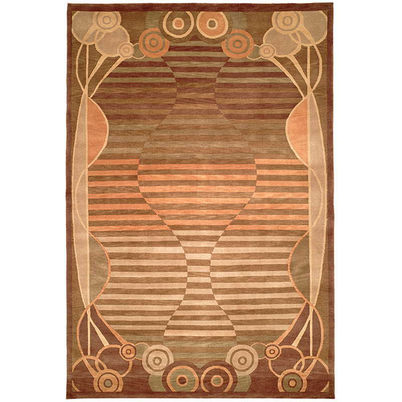 Tapis brun en laine noué à la main Kneiske, Rectangle 9 pi x 12 pi