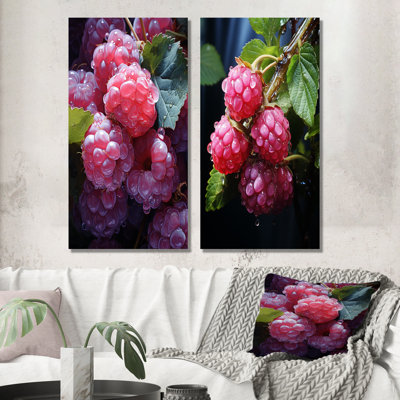 Lustrous Raspberry Radiance I - fruits, ensemble de 2 reproductions d'art sur toile
