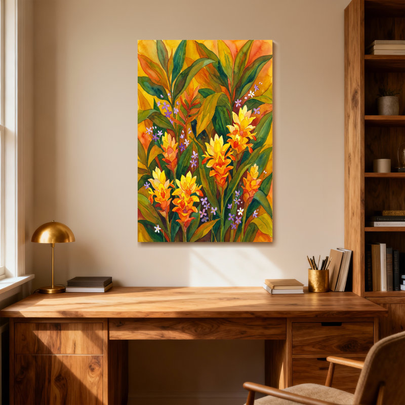 Plantes et fleurs Fleurs éclatantes et feuilles vertes luxuriantes, H 18 po x l 12 po