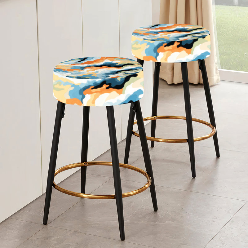Bleu et orange Nomadic Blue Camouflage - Ensemble de 2 tabourets de bar Camouflage