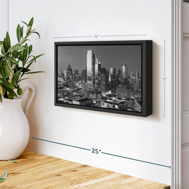 Impression sur toile monochrome, Dallas, Texas, H 9 po x l 13 po