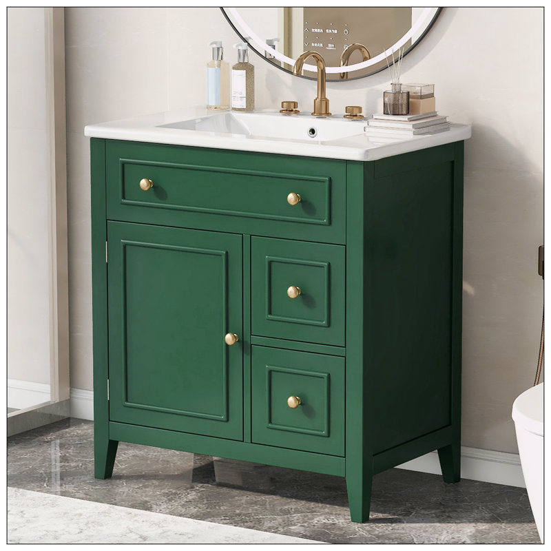 Meuble-lavabo 30 po avec comptoir d'évier, Vert