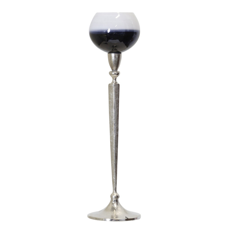 Aluminum & Glass Tealight Holder - Nickel