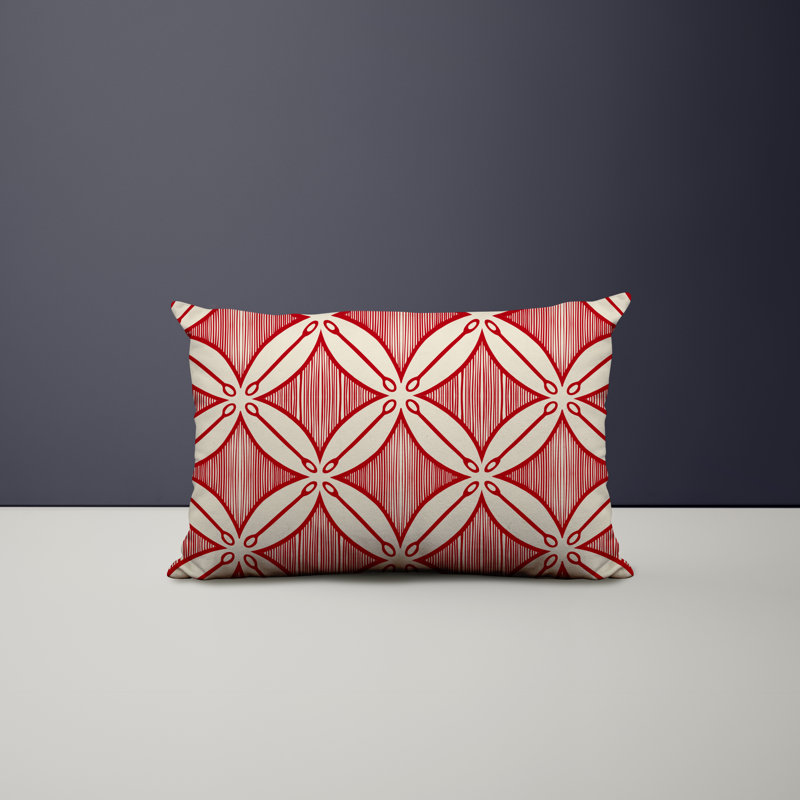 Polyester / Mélange de polyester Housse de coussin rectangulaire intérieure / extérieure lombaire et insert, Rouge
