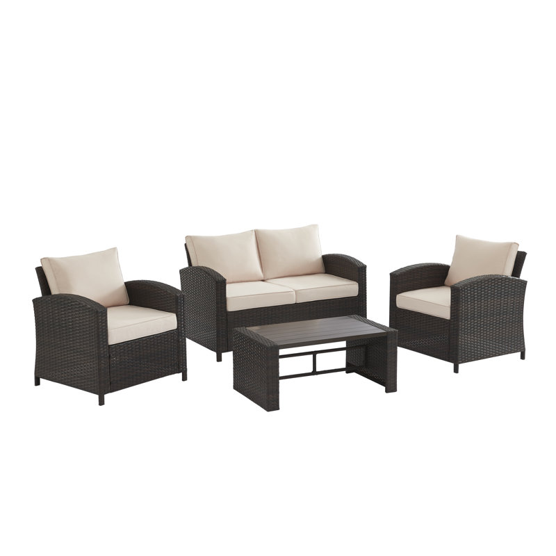 Andreanna 4 - Person Patio Conversation Set with Cushions, Beige