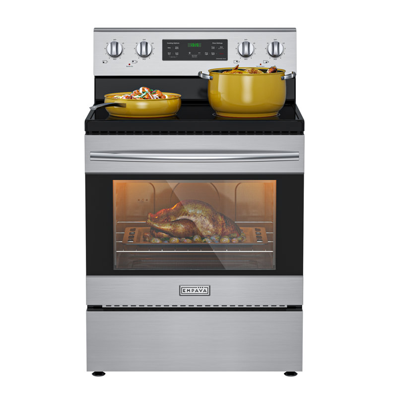 30 In. Electric Range With 4.8 Cu. Ft. Capacity Single Oven, 4 Burner Electric Cooktop, Rear Control, With Drawer