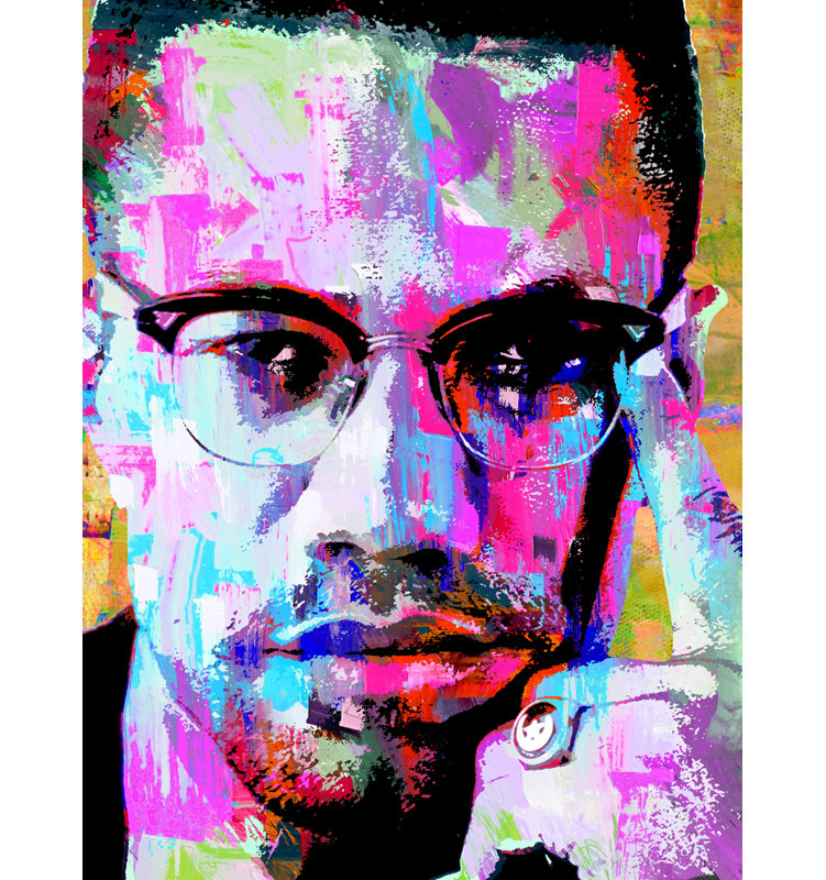 " Malcolm X " by Stephen Chambers Painting Print, 18" H x 15" W