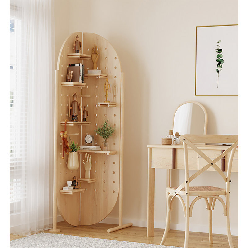 Paravent de chambre ovale en bois massif à 2 panneaux Nordic Style, 2, 70.87" H x 33.86" W x 0.71" D