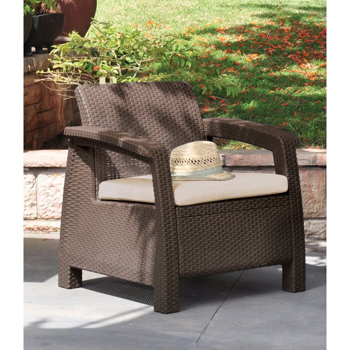 Winston Porter Arriona All Weather Outdoor Patio Chair with Cushion ...