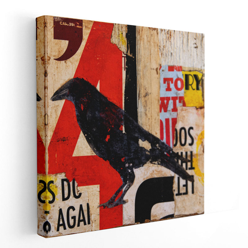 The Vintage Crow - reproduction d'art sur toile, H 20 po x l 20 po