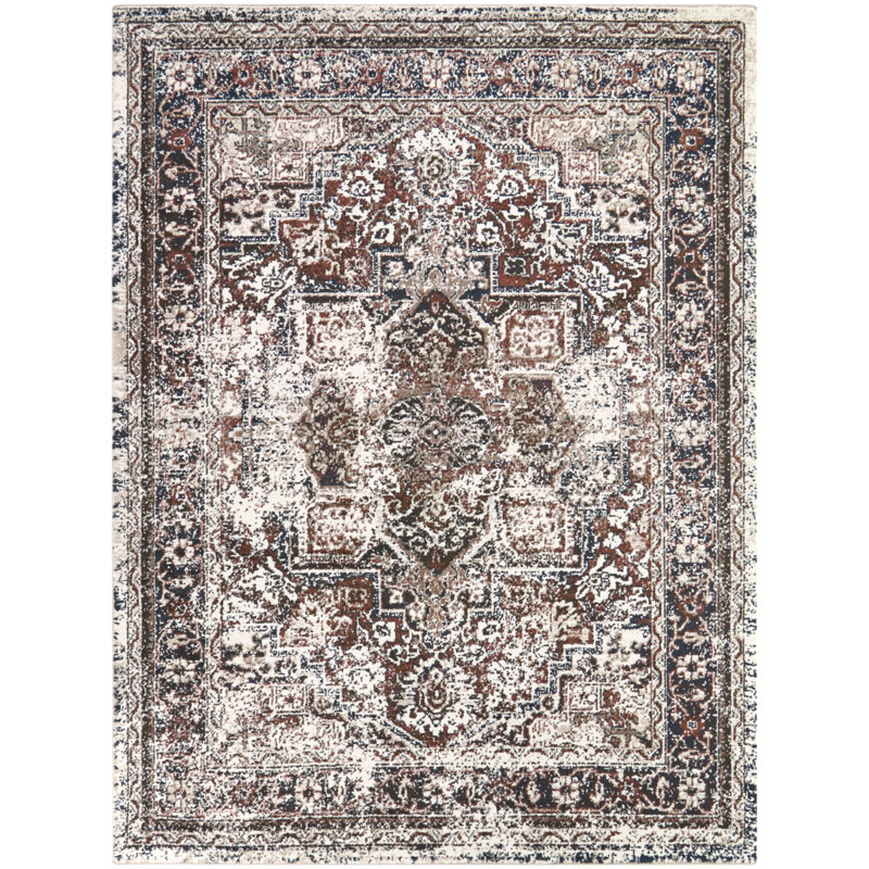 Tapis traditionnel rouille / brun Asheim, 7 pi 10 po x 10 pi