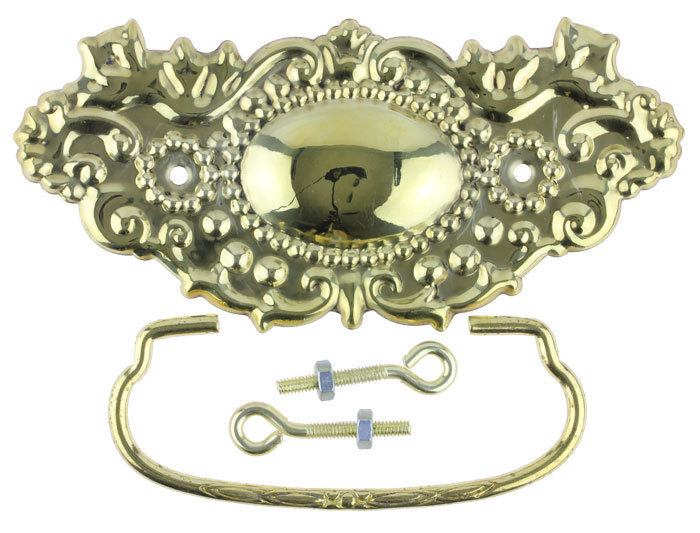Medallion Center Stamped Bail Pull Solid Brass