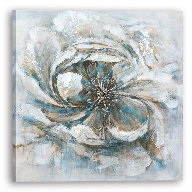Fleur - peinture sur toile tendue, H 30 po x l 30 po x P 1,5 po