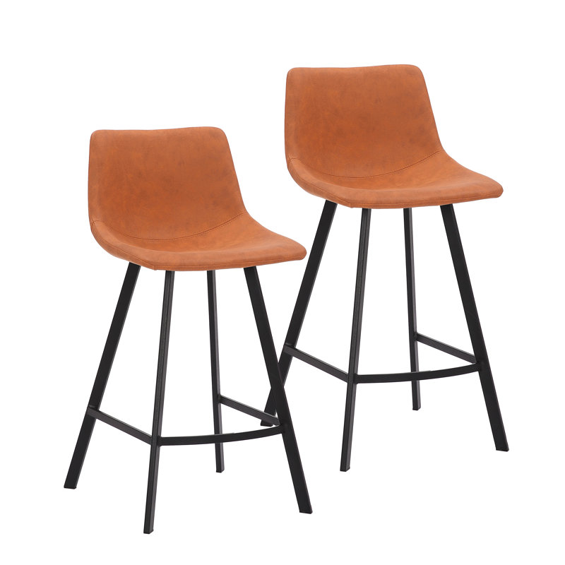 Dasha Microfiber Counter Stool with Metal Legs, Brown