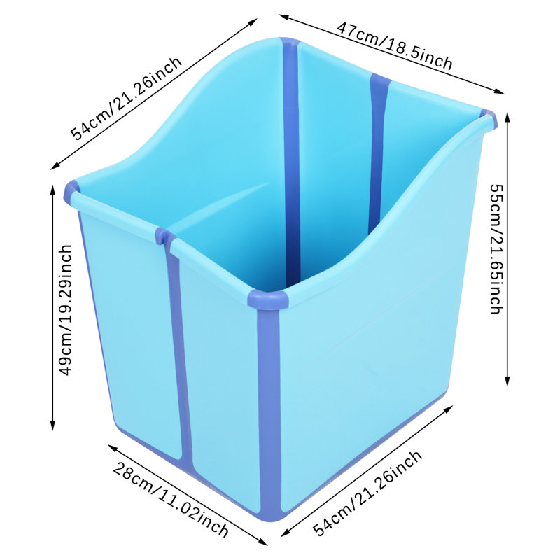 Foldable Bathtub, Blue, 21.65" H x 18.5" W x 21.26" D