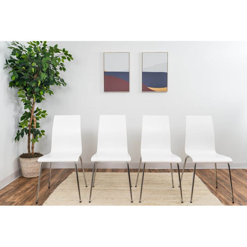 Kayman 18'' H Side Chair, White, Chrome