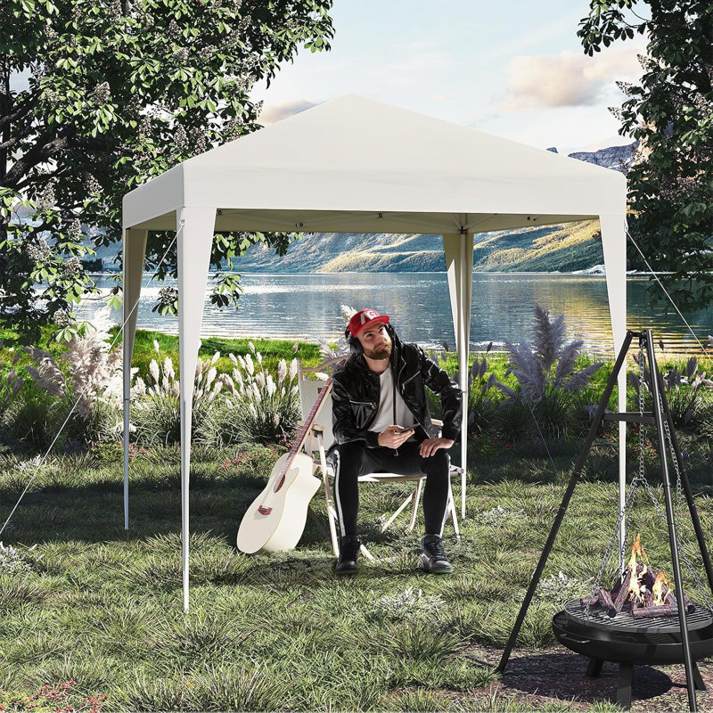 Gazebo, folding gazebo 2 x 2m, with 4 side walls, party tent water-repellent UV protection 50+, height-adjustable garden gazebo, with carrying bag, for outdoor garden camping