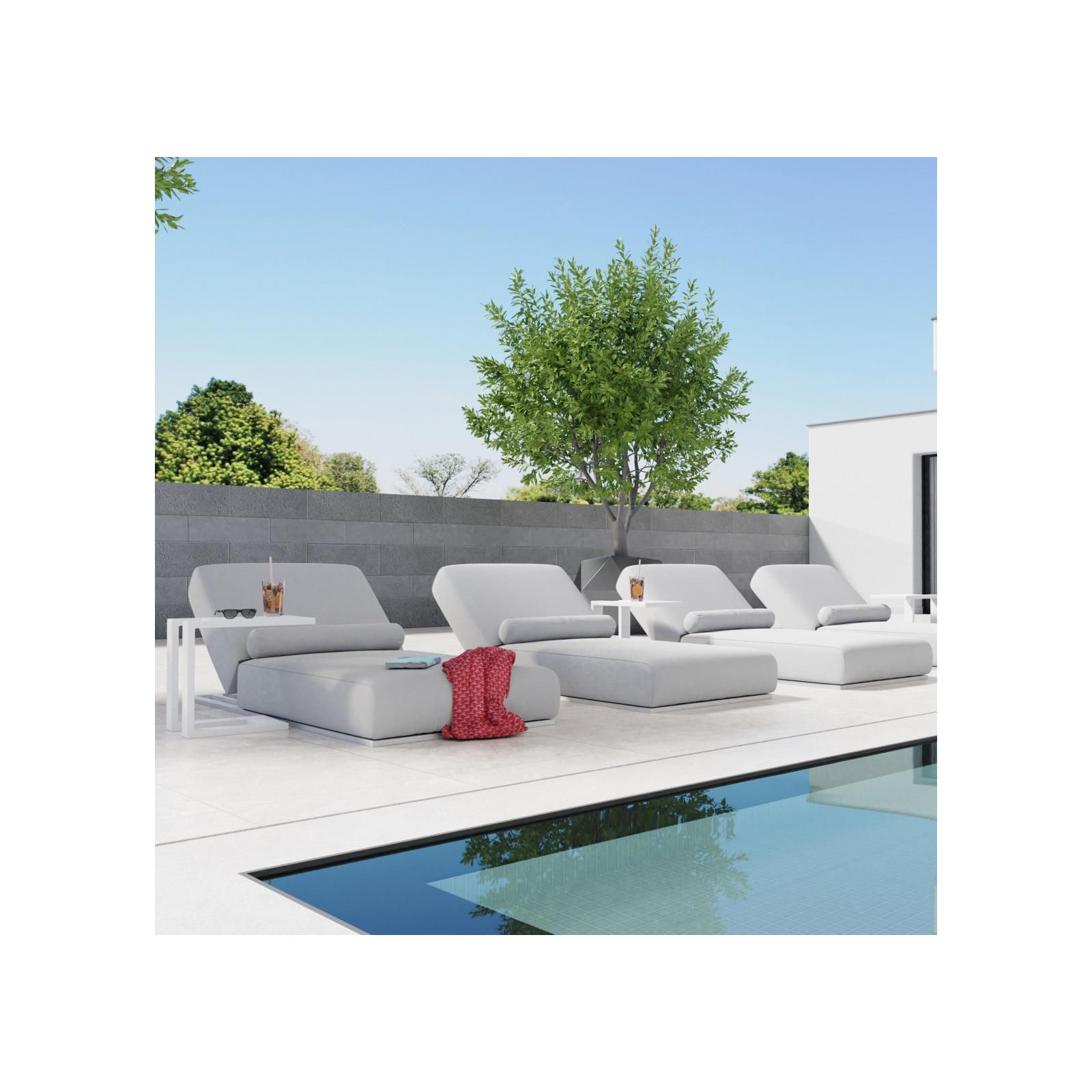 Carli Sunbrella Lounge Chair, Silver Gray