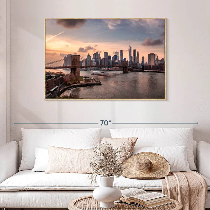 Brooklyn Dusk, Cadre flottant en bois naturel, 46 po x 31 po