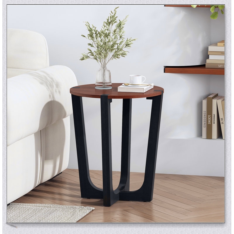 Table d'appoint en bois massif d'acacia avec plateau circulaire et base minimaliste pour les intérieurs modernes et l'extérieur