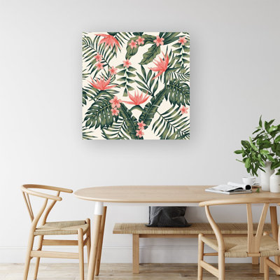 Dark Tropical Green Leaves - Wrapped Canvas Print