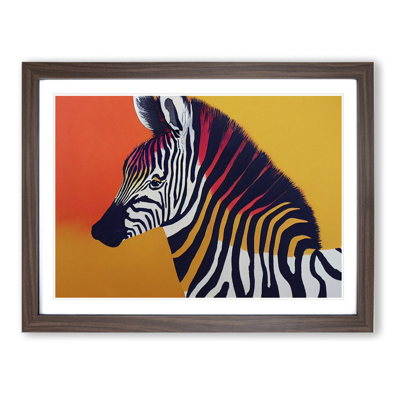 Zebra Vol.3 - Single Picture Frame Painting, 46cm H x 64cm W x 2cm D, Walnut