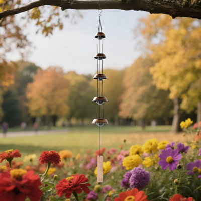 Carillon à vent en cuivre 36 po, 5 clochettes, décor zen extérieur Feng Shui, cadeau commémoratif pour femmes