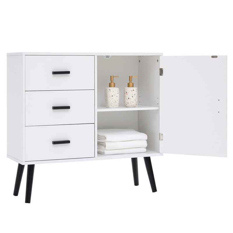 Greicy Freestanding Bathroom Cabinet, White