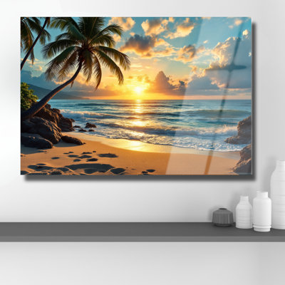 Plage, paysage marin en verre trempé - art mural plage côtière