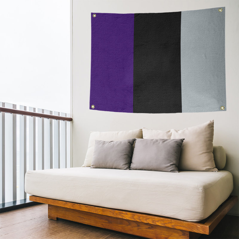 Tapisserie de polyester Baltimore, Colorado, H 50 po x l 59 po x P 1 po, Mauve / noir / argent