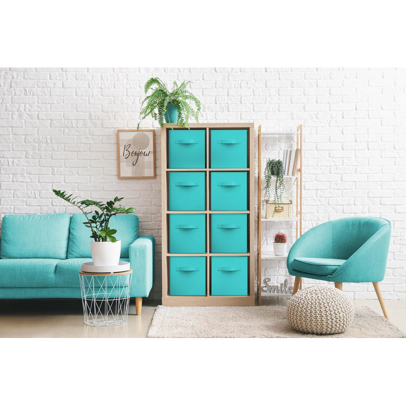 Ensemble de cubes de rangement en tissu, 8, Turquoise