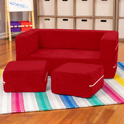 Altermease Zipline Modular Kids Loveseat & Ottomans/Fold Out Lounger