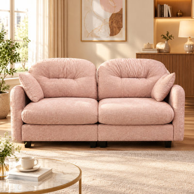 Causeuse rembourrée 74 po avec accoudoirs rembourrés et 2 coussins décoratifs 74 po