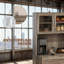 Buffet de cuisine avec huche et portes vitrées Modern Kitchen Pantry