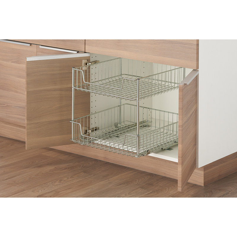 TRINITY 2-Tier 18.5 in. W x 20 in. D Chrome Wire Steel in Cabinet Large Sliding Drawer