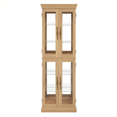 Lighted Glass Curio Display Cabinet,Display Cabinet,Glass Storage Cabinet Glass Wine Cabinet Wood Frame Toy Display For Living Room, Kitchen, Pantry Light Bulb Included