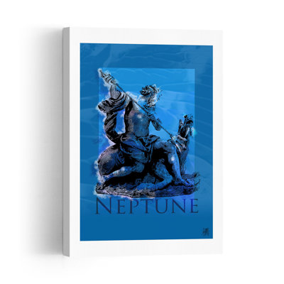 Neptune Sea God Sculpture Contemporary Ocean Architecture Wall Art Print by Osvaldo Russo - Wrapped Canvas Print