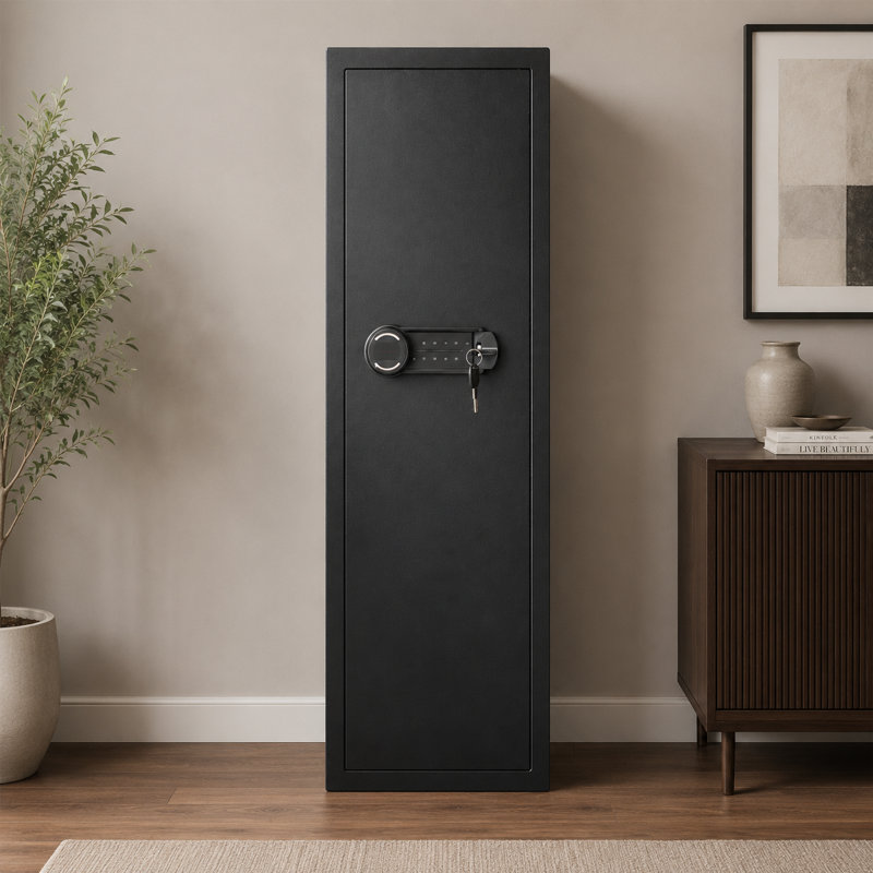 Coffre-fort mural noir à quatre couches dissimulé, acier laminé à froid Q235, clé à combinaison, double serrure, éclairage à DEL, tablettes réglables, armoire à bijoux et à argent comptant