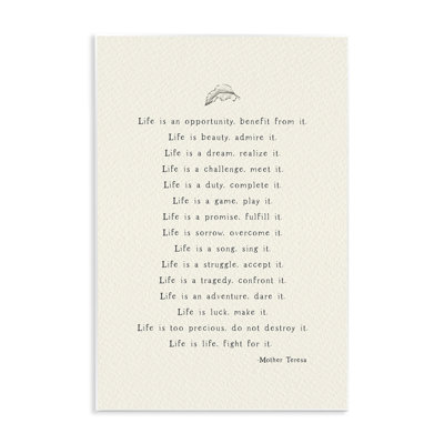 Uplifting Inspirational Mother Theresa Life Quote Simple Botanical by Amy Brinkman - Graphic Art