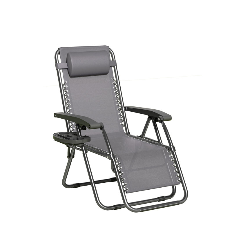 Folding Recliner Chair, Dark Grey