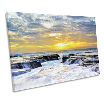 Seascape Yellow Sunset - Wrapped Canvas Print