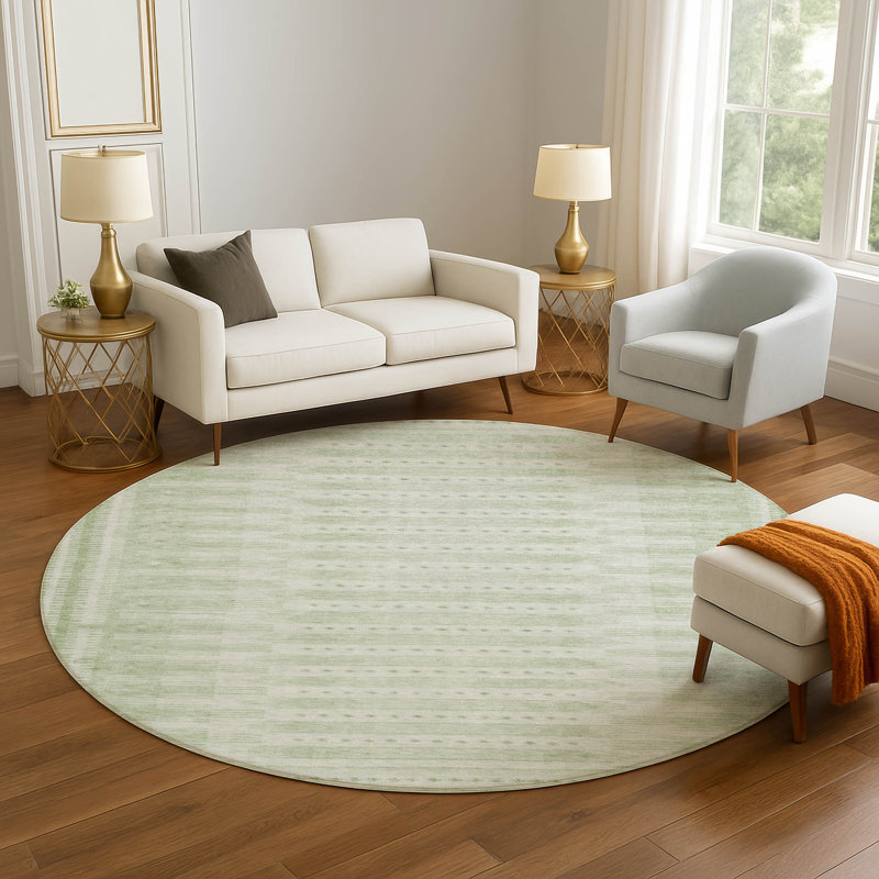 Premium Machine Washable Ashlynn Border Rug, Round 8'
