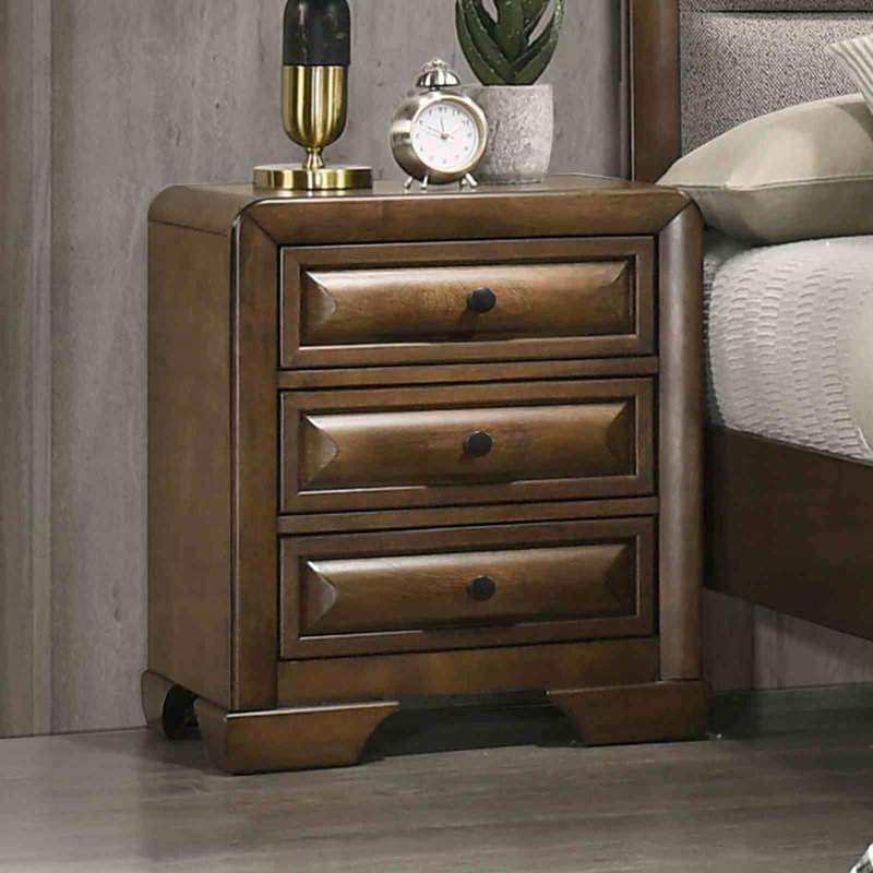 Transitional Style Nightstand With Cup Pulls, Bed Side Table