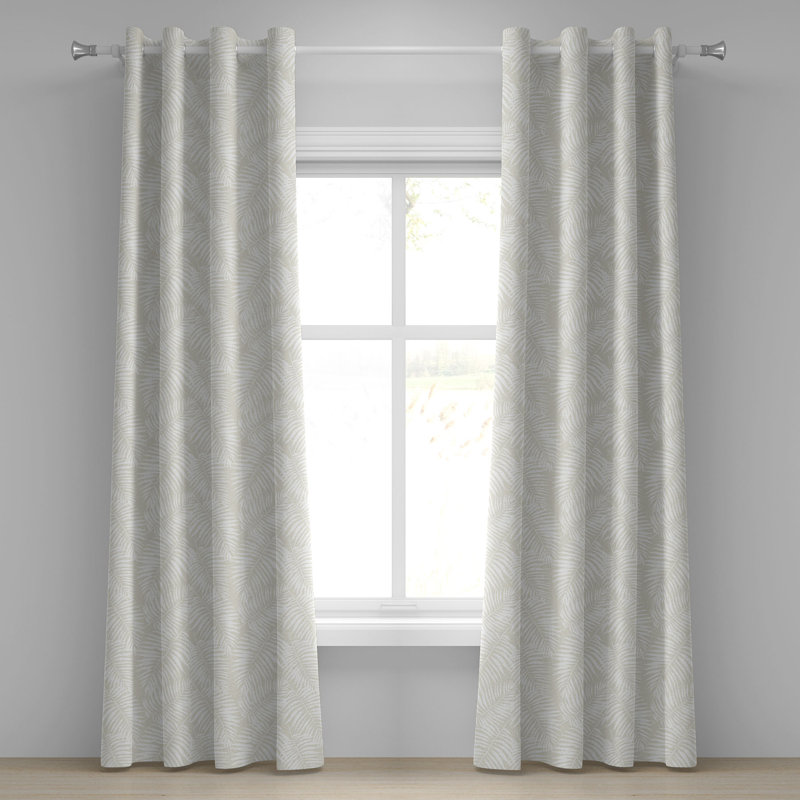  Paire de rideaux semi-transparents en satin, Coquille d'œuf / blanc, L 50 po x L 108 po