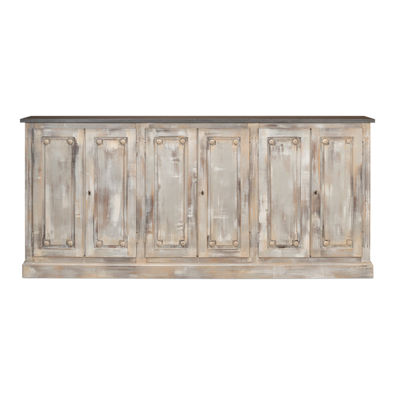 Pagnano 96'' W Solid Wood Sideboard, Gray Oak/Stone Gray
