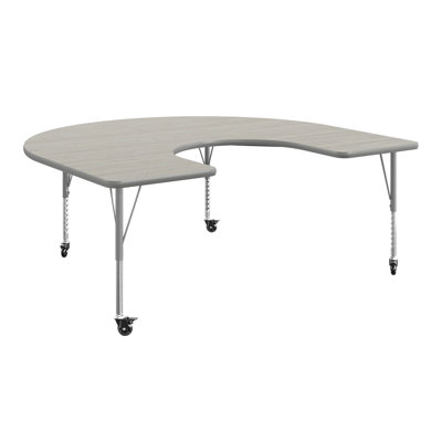 Goddard Commercial Adjustable Height Horseshoe Activity Table with Locking Casters