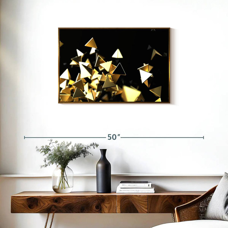 Golden Pyramids, Cadre flottant doré, 31 po x 21 po